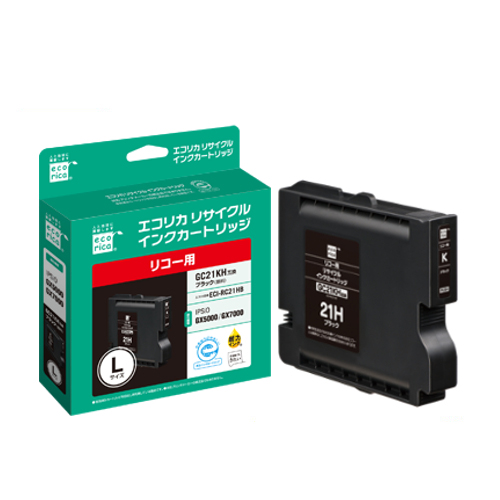 ﾘｻｲｸﾙｲﾝｸｶｰﾄﾘｯｼﾞ ﾌﾞﾗｯｸ(顔料) [ﾘｺｰ:GC21KH互換] ECI-RC21HB 1個画像