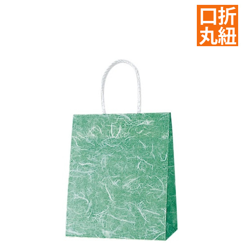 手提げ紙袋（雲竜　緑・口折丸紐・幅220×マチ120×高さ265mm）画像