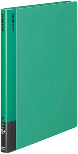 クリヤーブック固定式　Ａ４縦　２０Ｐ　緑　１０冊画像