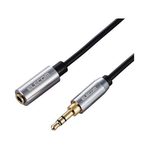 オーディオ延長ケーブル３．５φメス－オス３．５ｍ黒