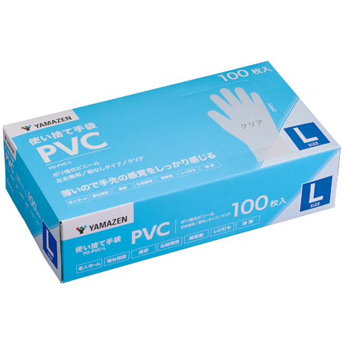 使い捨て手袋 PVC ﾊﾟｳﾀﾞｰﾌﾘｰ L ｸﾘｱ 1箱(100枚)