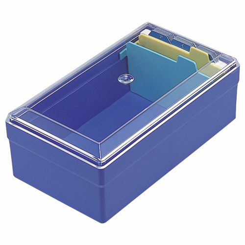名刺整理箱 W102×D180×H70mm 500枚収容 青 1個画像