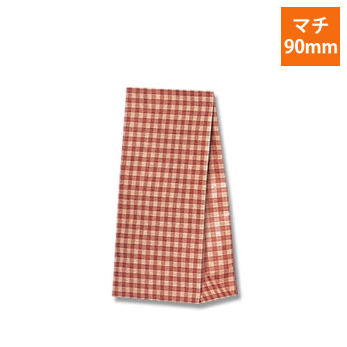 角底袋（ギンガム・赤・幅90×マチ50×高175mm)画像
