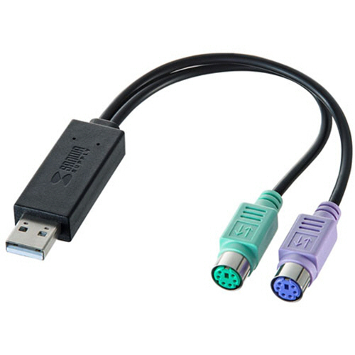 USB-PS/2変換ｺﾝﾊﾞｰﾀ USB(A)ｵｽ-ﾐﾆDIN6pinﾒｽ×2 1本