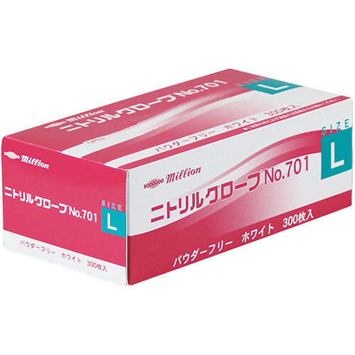 ﾐﾘｵﾝ ﾆﾄﾘﾙｸﾞﾛｰﾌﾞ ﾊﾟｳﾀﾞｰﾌﾘｰ ﾎﾜｲﾄ L 1ｾｯﾄ(3000枚:300枚×10箱)画像