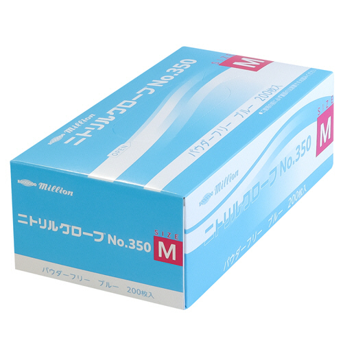 ﾐﾘｵﾝ ﾆﾄﾘﾙｸﾞﾛｰﾌﾞ No.350 ﾊﾟｳﾀﾞｰﾌﾘｰ ﾌﾞﾙｰ M 1箱(200枚)