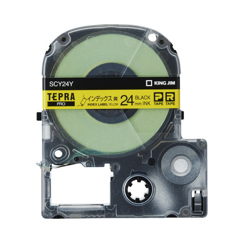 テプラ　ＰＲＯテープ　インデックス黄ラベル　黒文字画像