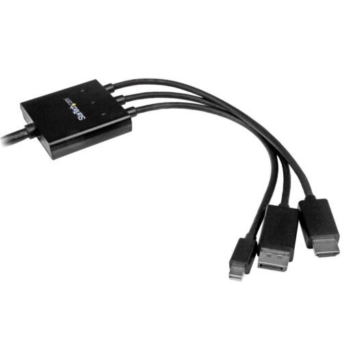 HDMI/DisplayPort/Mini　DisplayPort-HDMI変換ケーブル　2m　ブラック　1本 ケーブルのコネクタ部分がクローズアップされた様子