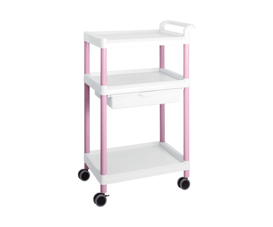 モバイルイージーカート（トールタイプ／ワイド32）　3段　引出しあり (ピンク)
