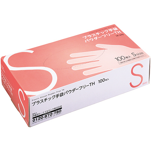 ﾌﾟﾗｽﾁｯｸ手袋 TH ﾊﾟｳﾀﾞｰﾌﾘｰ S 1箱(100枚)