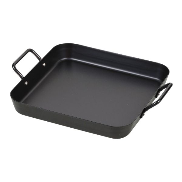 調理器具 IHでもガスでも使える鉄製角型プレート25×25cm パール金属画像