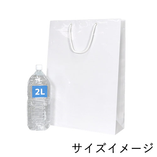 ツヤありPP加工！白色で持ち手紐付きの高級ギフトバッグ