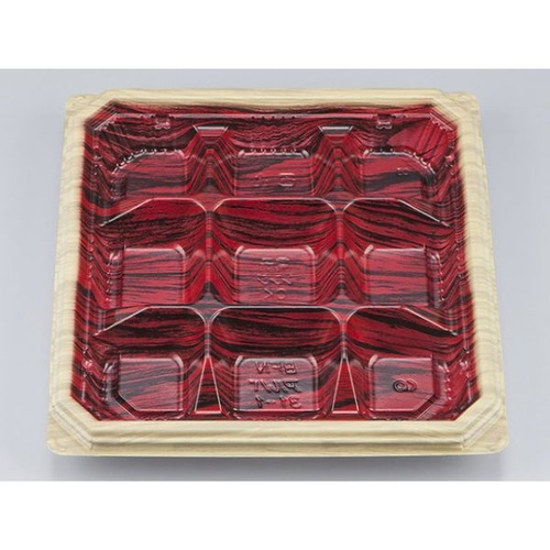 シーピー化成 弁当容器 BFNアルバ31-1 和もく赤 本体 発泡画像