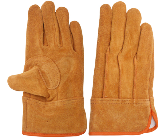 現場系女子　牛床革手袋　オイル　外縫い　内綿　アンバー　女性用Sサイズ