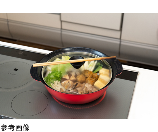 なごみ丈膳 IH対応 フチ付卓上鍋 18cm 光沢のある黒い表面に、フチがあり安定感のある形状が特徴的な卓上鍋
