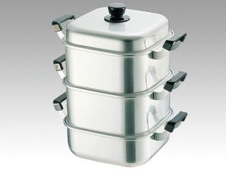 中華用品 アルマイト角型蒸器26cm 二重画像