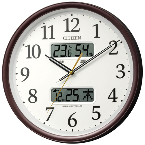 液晶表示付電波掛時計 茶ﾒﾀﾘｯｸ色(白) 1台画像