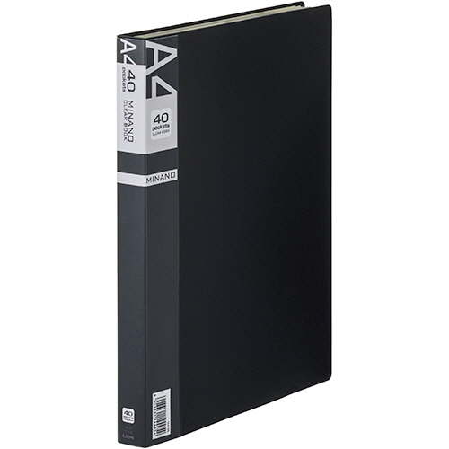 ｸﾘｱｰﾌﾞｯｸ MINANO(ﾐﾅﾉ) A4ﾀﾃ 40ﾎﾟｹｯﾄ 背幅26mm ﾌﾞﾗｯｸ 1冊画像