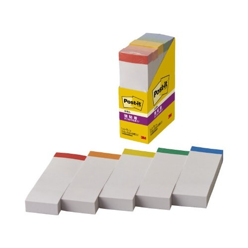 ポストイット　強粘着７５×２５　色帯５色　５冊画像