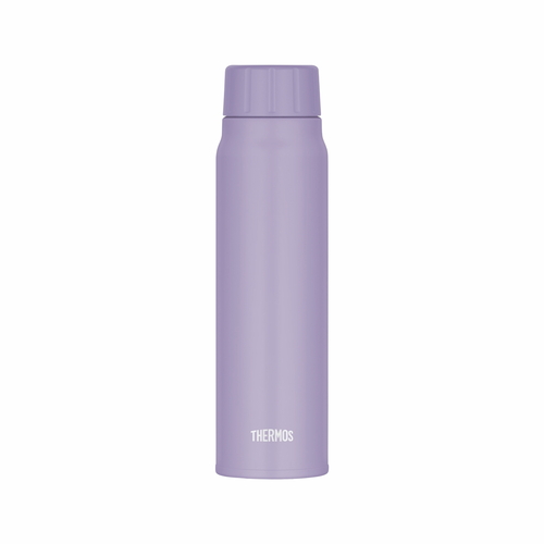 サーモス　水筒　500ml　炭酸飲料ボトル　保冷　スクリュー　パープル スクリューキャップが強調された紫色のボトルが正面を向いている状態