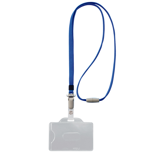 つりさげIDｶｰﾄﾞ用名札 ﾖｺ型 ｿﾌﾄﾀｲﾌﾟ 平ひも ﾌﾞﾙｰ 1個画像