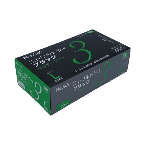 ニトリルトライ３　ブラック　ＰＦ　Ｌ×１０画像