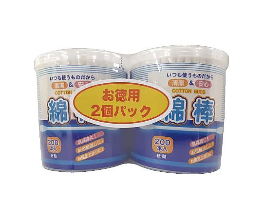 紙軸白綿棒 200PX2コパック 1セット（200本×2個入）画像