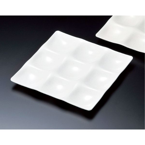 皿 M11-526 角プレート 九つ仕切り 白 マイン画像