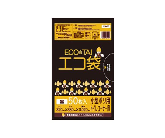 小型ポリ袋　LN-07　黒　7L　50枚入　0.020×320×380mm画像