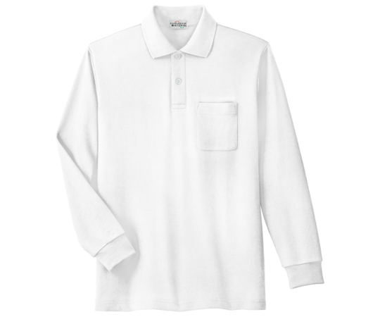 通年作業服 帯電防止JIS適合 エコマーク認定 長袖ポロシャツ ホワイト LL画像