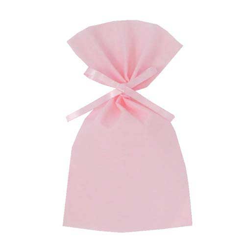 ソフトバッグベーシック2穴リボン巾着 S4 薄 ライトピンク画像