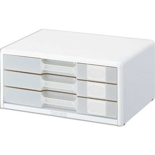 透明ﾚﾀｰｹｰｽ ｶﾄﾞ丸ﾀｲﾌﾟ A4ﾖｺ 3段 ﾎﾜｲﾄ 1台画像