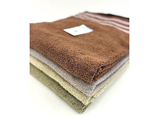 超大判タオル エッジライン GRAY 100×180cm 1セット（10枚入） 厚手のタオルがきれいに整然と並んでいる様子