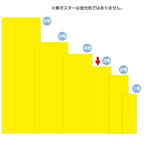 POP用紙 11-1003 黄ポスター 無地 3号 100枚入り ササガワ パッケージが横向きに置かれ、断面が見える状態
