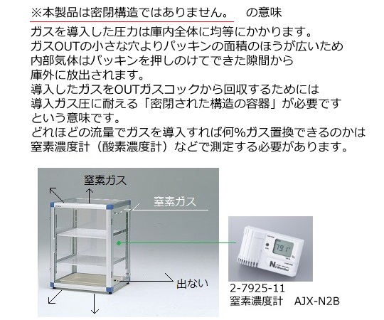 マルチタイプガス置換デシケータ 透明な容器の内部に試料が収納された状態