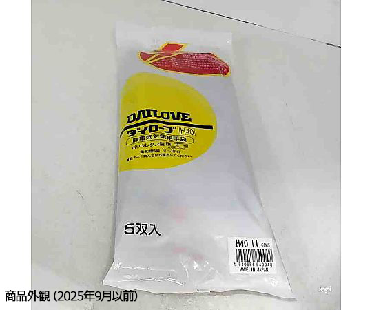 静電気対策耐溶剤手袋（薄手）　ダイローブ(5双入） 透明で薄手の手袋がパッケージに収められた状態
