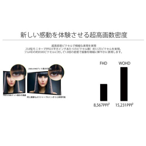 23.8型IPS_WQHD液晶モニター スタンドが付いた状態で正面から見たディスプレイ