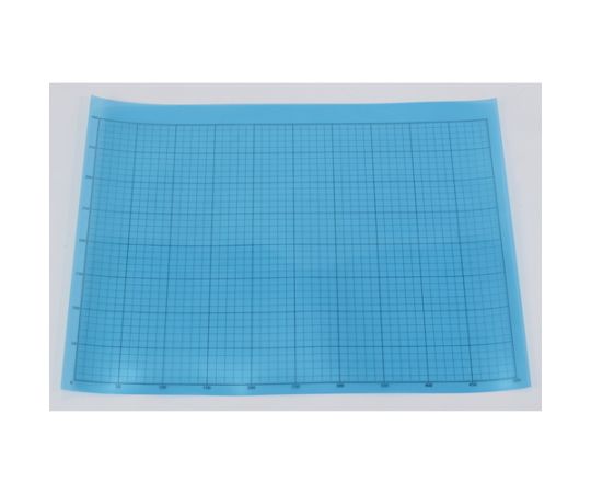 液晶保護フィルム　フッ素光沢　基材100ミクロン　シリコン粘着剤50ミクロン　400X500MM　方眼印刷、R定規付画像