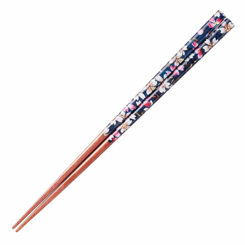箸 23cm アクリア 野桜 食洗機対応 すべり止め 木製 天然木 先角 和紙 青画像