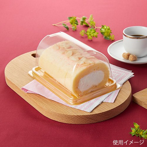 ケーキ容器 エスコン R-01 ゴールド スミ [ケース販売] 透明な容器に美しいゴールドのフチが施された状態