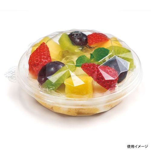 フルーツ容器 ニュートカップ NTF10B リスパック [バラ販売] 透明な素材でできた容器が横から見える状態で、蓋が少し開いている。