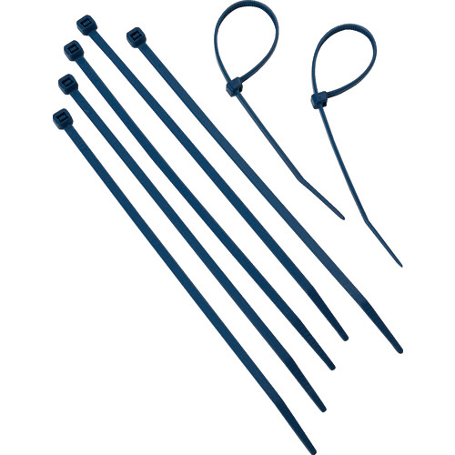 金属ｾﾝｻｰ感知可能ｹｰﾌﾞﾙﾀｲ 幅7.6×長さ380mm 青 1袋(100本)