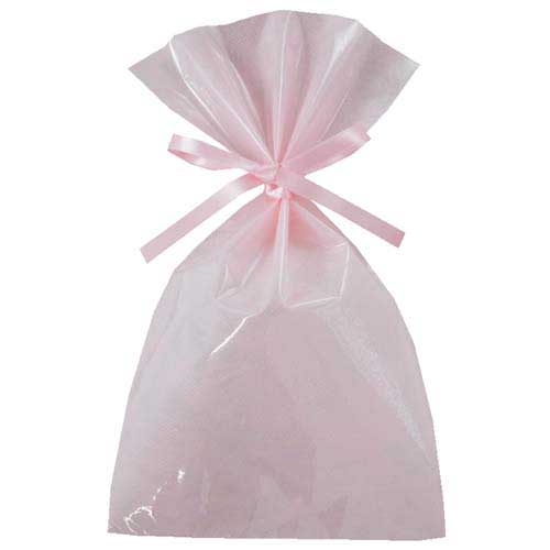 ソフトバッグクリア 2穴リボン巾着 S4 ライトピンク画像