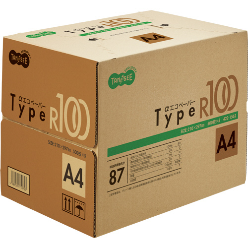 αｴｺﾍﾟｰﾊﾟｰ ﾀｲﾌﾟR100 A4 1箱(2500枚:500枚×5冊)画像