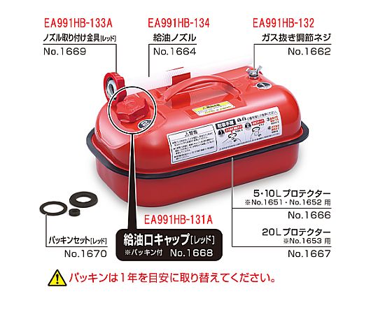 [EA991HB-105A-124A用] 給油口キャップ 黒い給油口キャップが上から見える状態。金属製のクリンチング部分がアクセントとなっている。