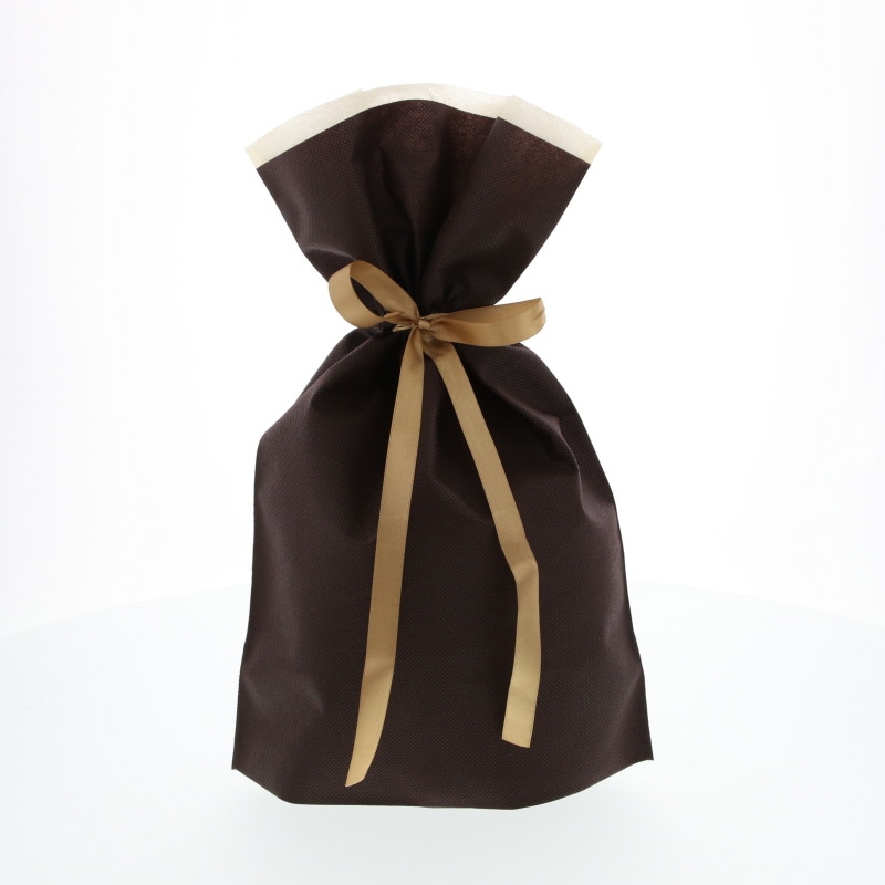 ＦＫ３０９３　不織布巾着袋　ブラウンＭ　１０枚入画像