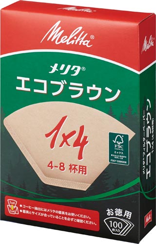 コーヒーフィルタエコブラウン４－８杯　１００枚×３画像