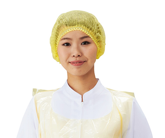 使い捨てカラーモブキャップ イエロー 100枚入画像