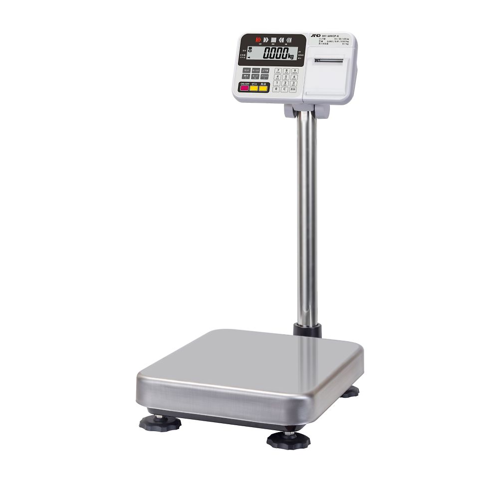 検定付きはかり 防塵・防水デジタル台はかり プリンタ内蔵 HV-CP-Kシリーズ  ひょう量:60kg 最小表示:0.005kg(0～15㎏)、0.01kg(15～30㎏)、0.02kg(30～60㎏)画像