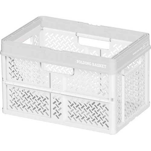 折りたたみバスケットＬ　ホワイト画像
